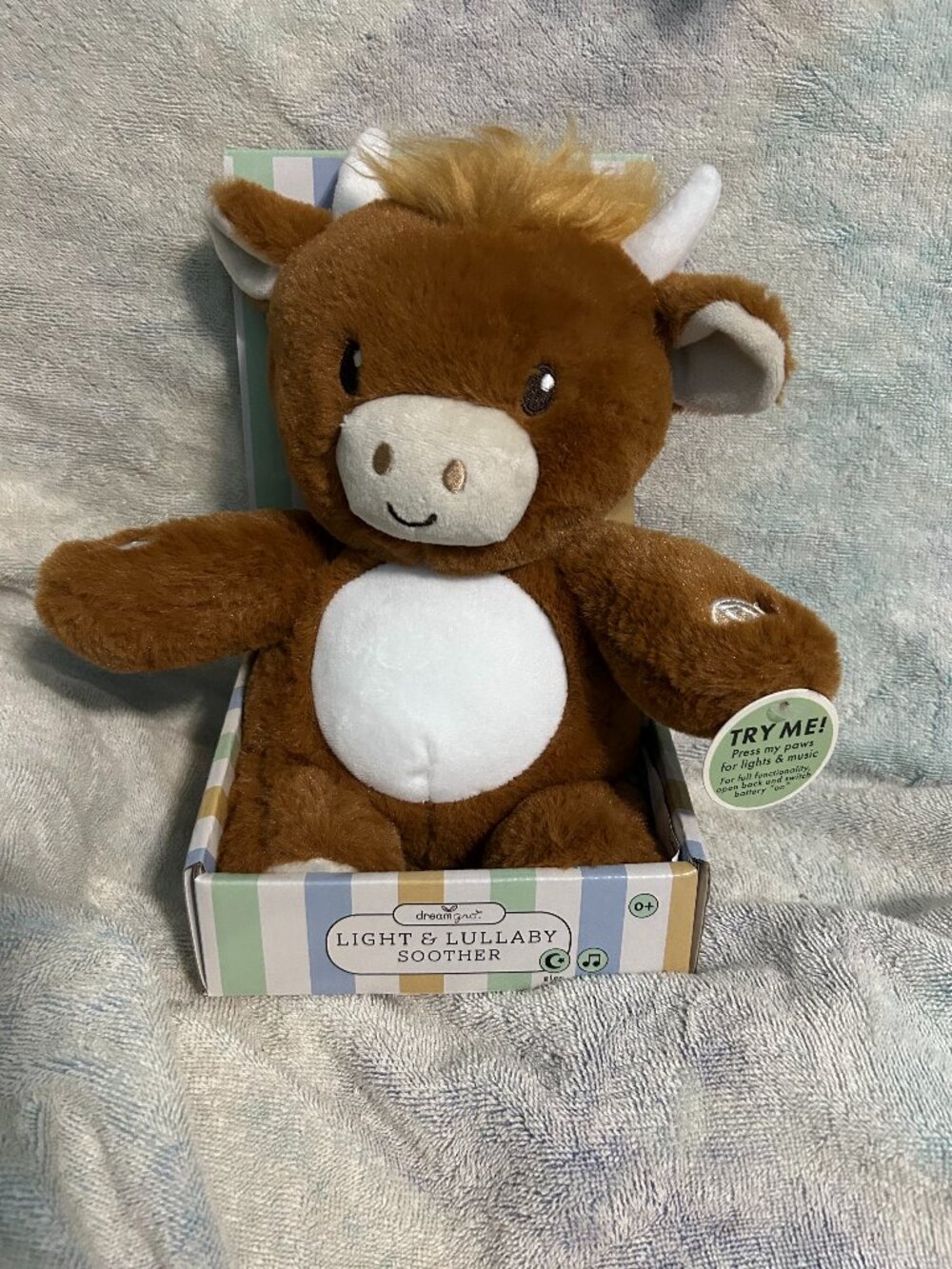 DreamGro Light & Lullaby Soother Billy The Brown Bull NWT